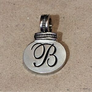 Brighton B Oval silver charm or pendant Engraved logo & Heart on back